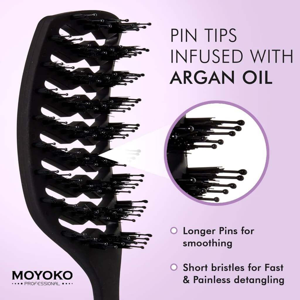 Moyoko Detangling Brush - Black: Hair care with argan oil for a comfortable brushing experience