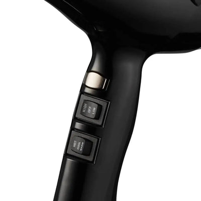 Moyoko E8 Black Hair Dryer: Fast Drying, Moisture Lock Styling. Partners Hair Design.