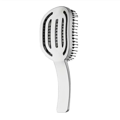 Moyoko Hailo Silver Chrome Detangling Brush. Pain-Free Hair Brush for All Hair Types. Smooth, Shiny, and Manageable Hair. Shop Now!