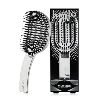 MOYOKO Hailo Detangling Brush Silver Chrome: Gentle Hairbrush for Tangles