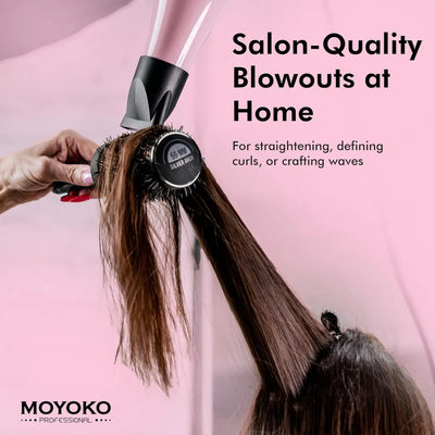 Moyoko Round Brush Blowout: Salon-Quality Hair Styling at Home | Hair Dryer & Brush in Use