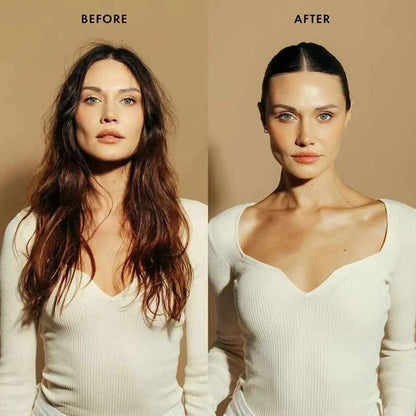 Before and after comparison of a styling transformation with Moyoko Sleek Brush in Cape Town, South Africa