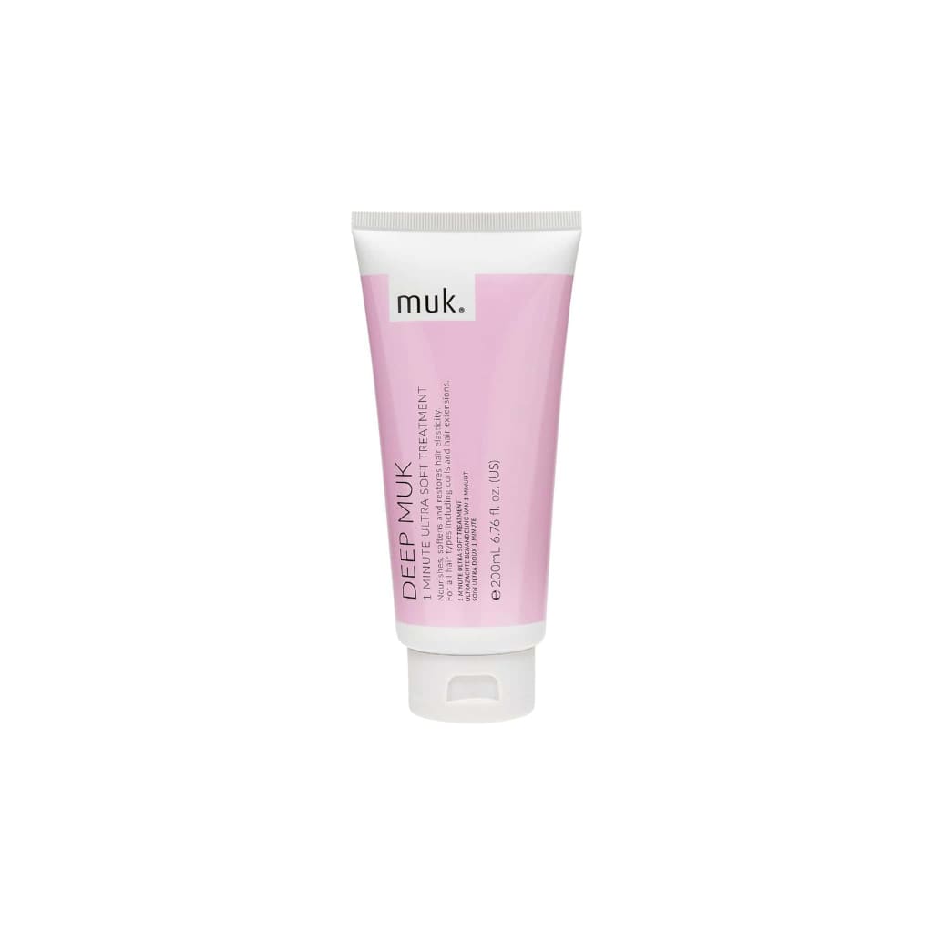 Pink tube of Muk Deep Muk 1 Minute Treatment offering intense softness for hair