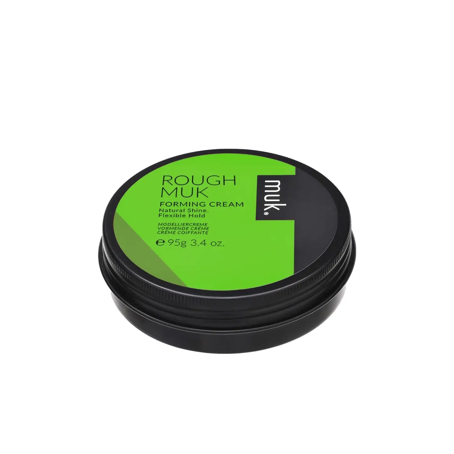 Black container of MUK Rough Muk Forming Cream with green and black label, 95g