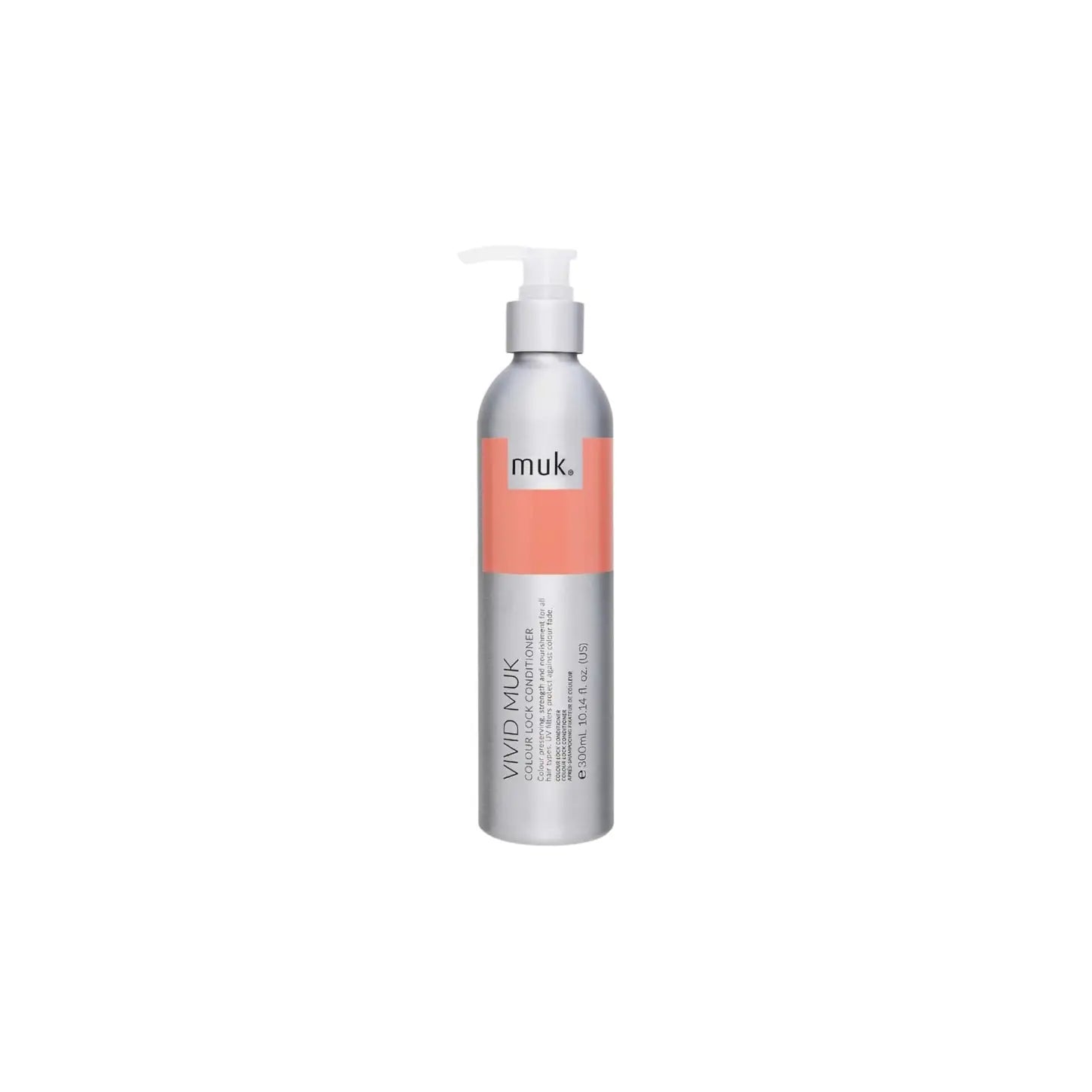 Vivid Muk Colour Conditioner 300ml - Silver Bottle with Orange ’muk’ Label and Pump Dispenser