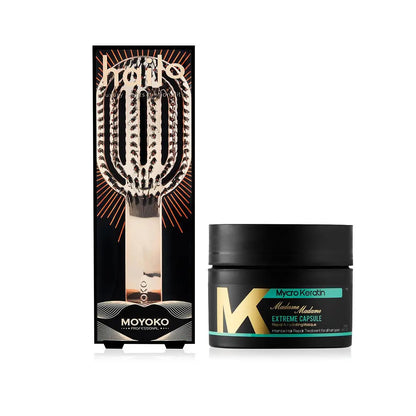 Mycro Keratin Madame Madame Hair Mask & Moyoko Hailo Detangling Brush Set | Intense Hair Repair & Frizz Control