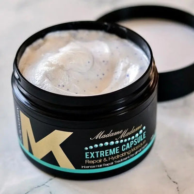Madame Madame Extreme Capsule Hair Masque: Deep Repair & Hydration for Damaged Hair. Intense treatment for dry, brittle hair.