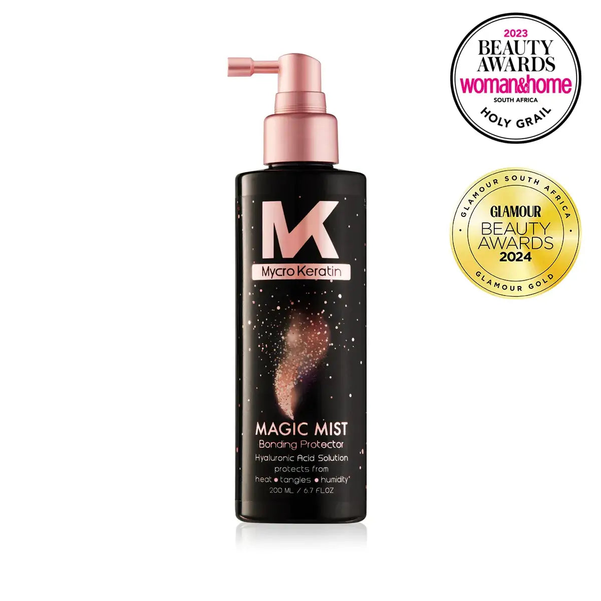 Mycro Keratin Magic Mist Bonding Protector 200ml offers hydration and protection from heat, humidity, and tangles.