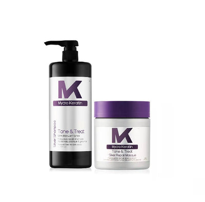 Mycro Keratin Tone & Treat: Silver Shampoo & Hair Mask Bundle for Blonde & Silver Hair - Toning, Repair, and Beauty!