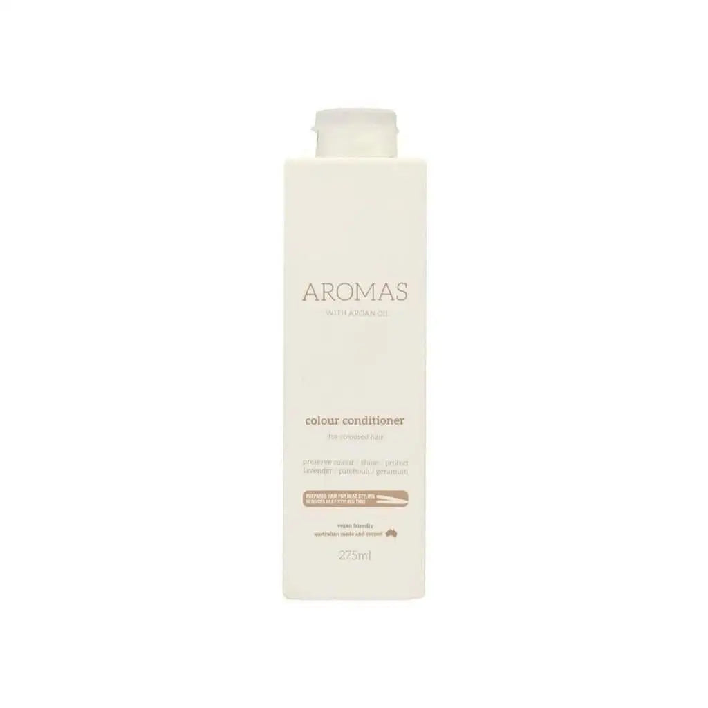 White bottle of Nak Aromas Colour Conditioner with Argan Oil 275ml for vibrant hair