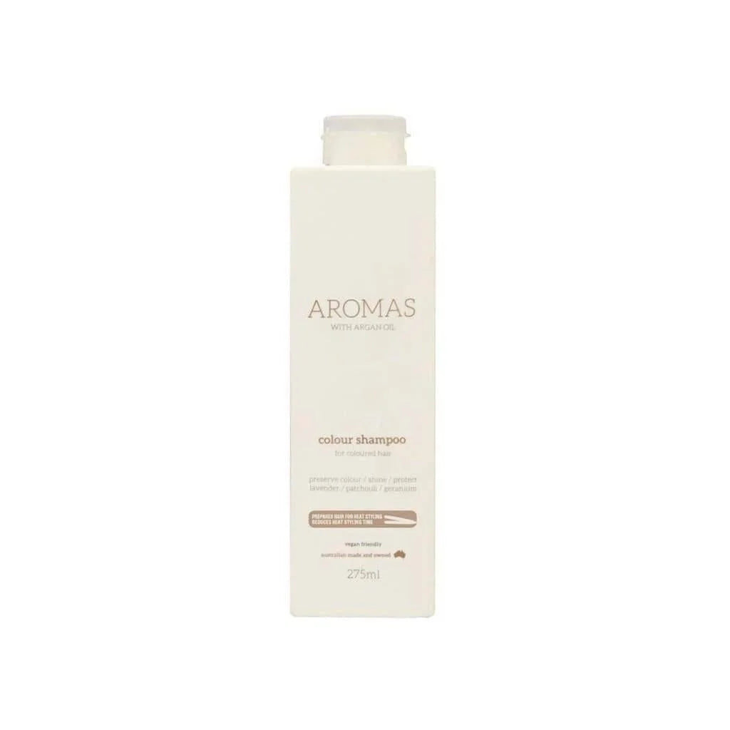 White bottle of Nak Aromas Colour Shampoo with Argan Oil for color-treated hair, 275ml