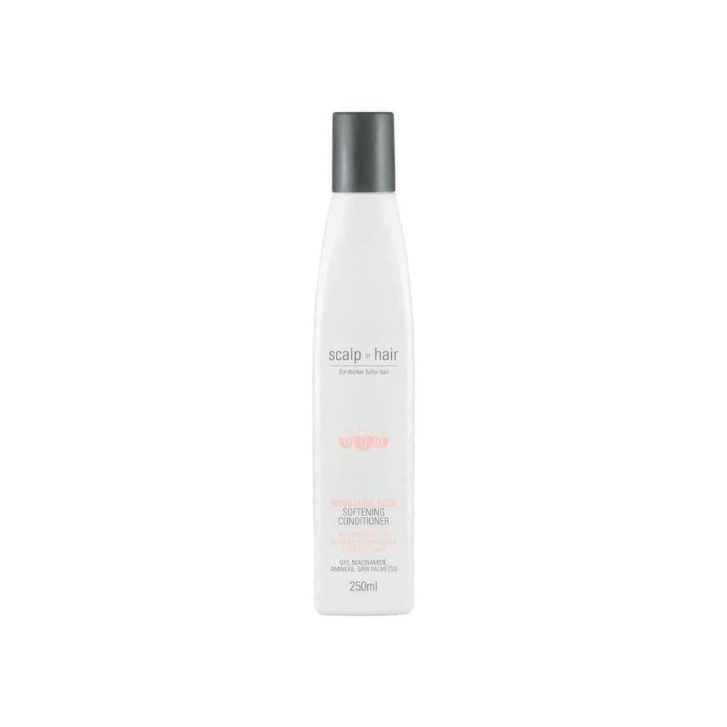 Nak Moisture Rich Conditioner 250ml, white bottle with gray cap, scalp and hair softening