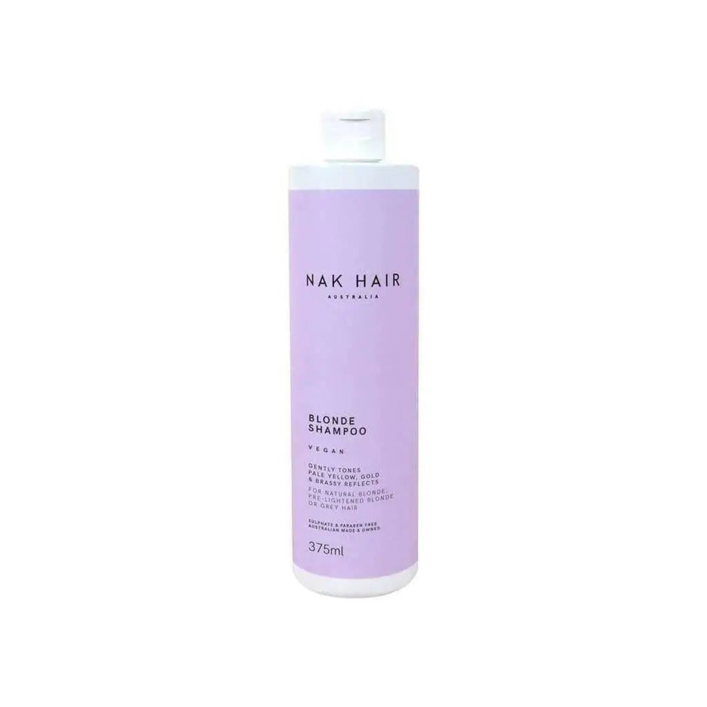 Lavender bottle of Nak Signatures Blonde Shampoo 375ml for vibrant, healthy blonde hair