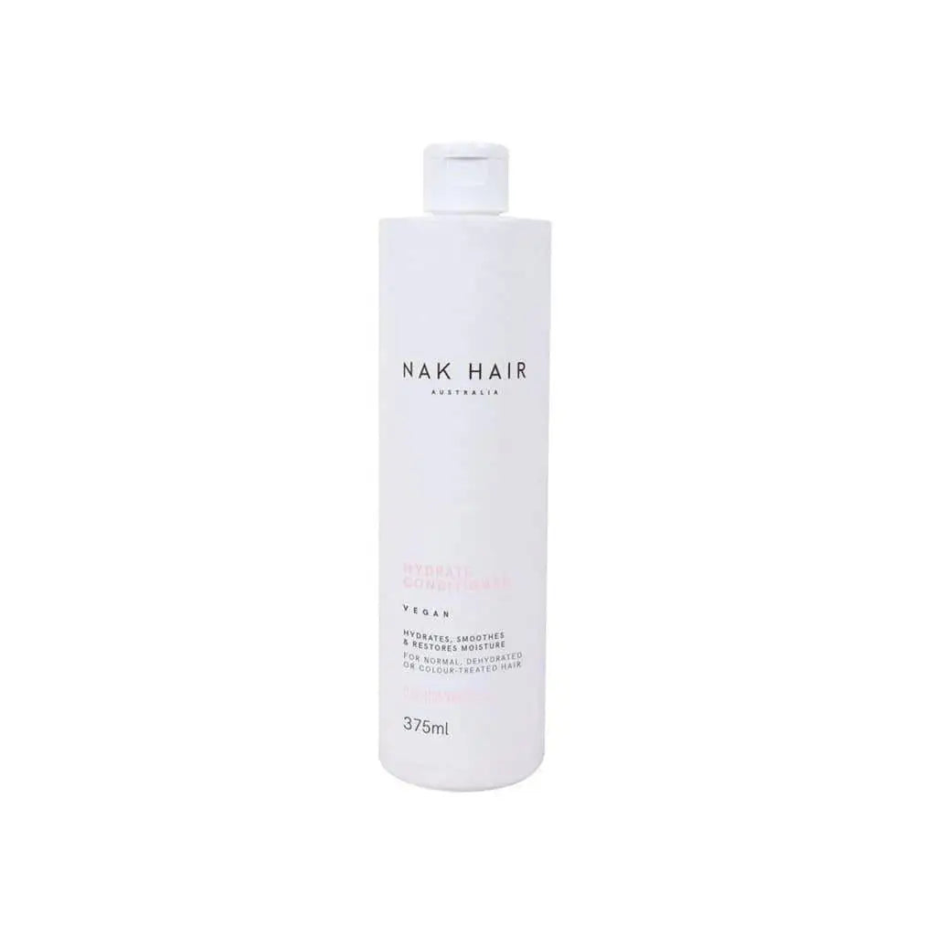 White bottle of NAK Signatures Hydrate Conditioner 375ml, vegan hair care product