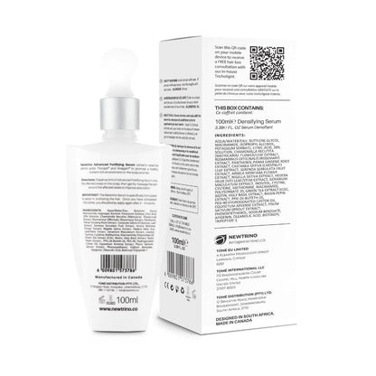 Newtrino 100ml Scalp Serum bottle and packaging box for individuals struggling with hair density