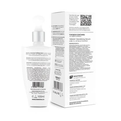 Newtrino 100ml Scalp Serum bottle and packaging box for individuals struggling with hair density