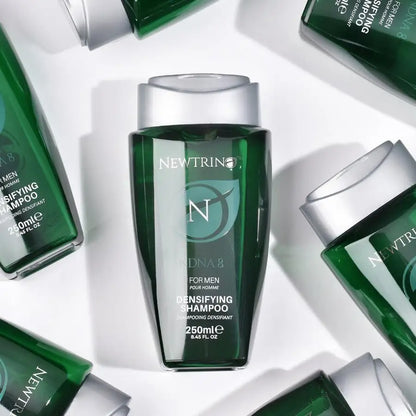 Green bottle of Newtrino 250ml Shampoo Men nDNA 8, sulfate and sodium chloride free