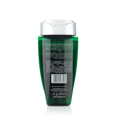 Green plastic bottle of Newtrino 250ml Shampoo nDNA 8 Sulfate/Sodium Chloride Free for Men