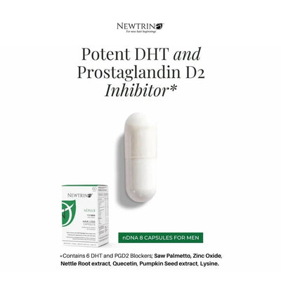 Newtrino nDNA 8 Hair Loss Capsules for Men - DHT Blocker, Prostaglandin D2 Inhibitor - Natural Hair Growth Treatment