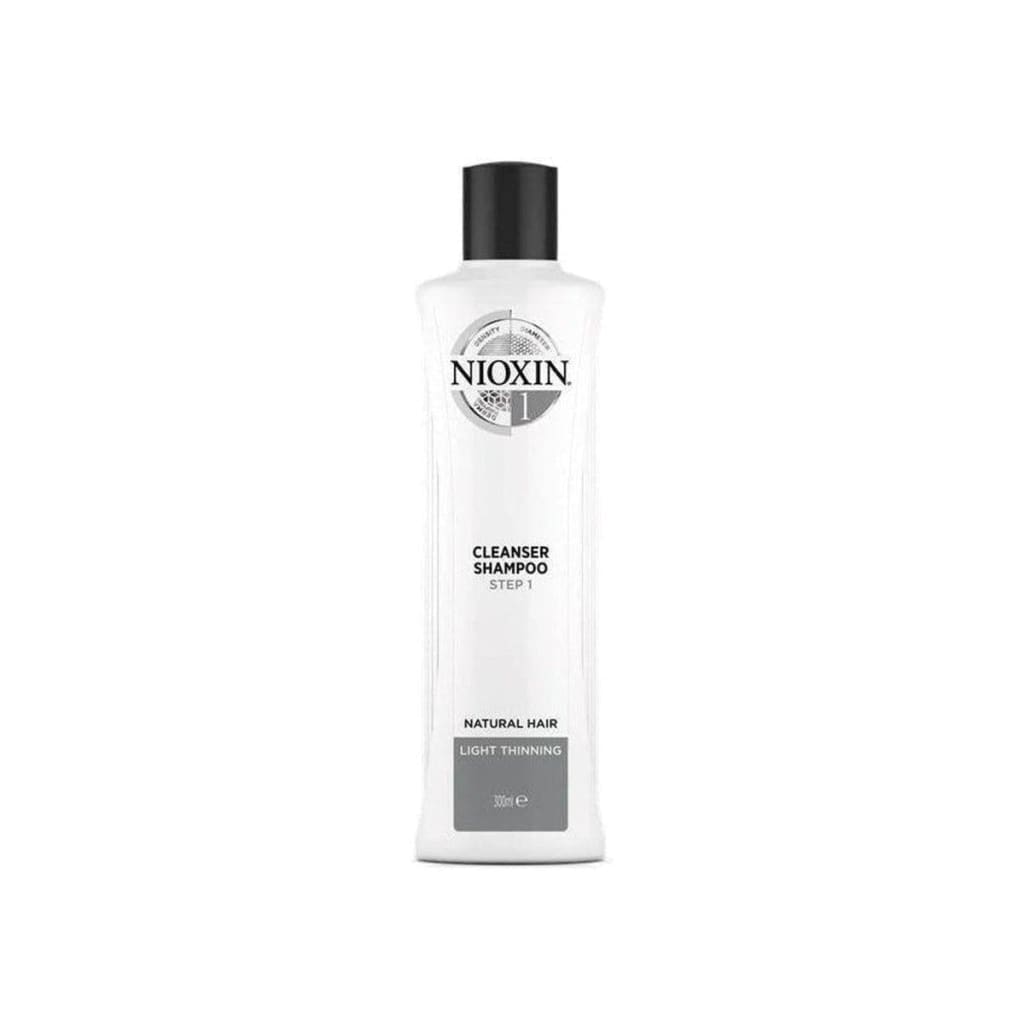 White bottle of Nioxin cleanser shampoo 300ml for natural hair with light thinning