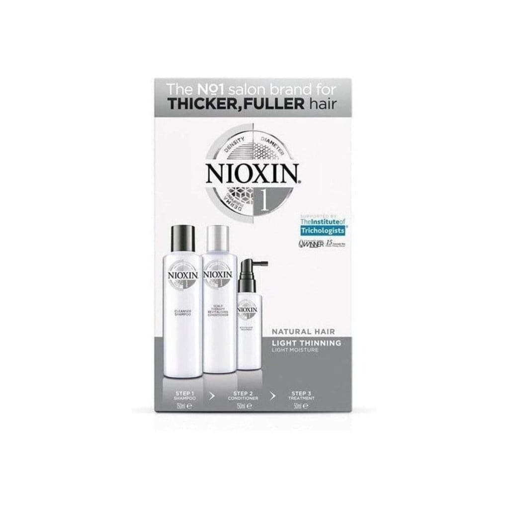Nioxin System 1 Trial Kit for fine natural hair - includes cleanser shampoo for fuller hair