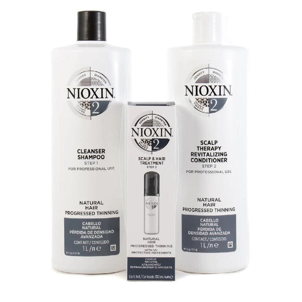 Nioxin System 2 Kit: Shampoo, Conditioner, Scalp Treatment for Thinning Hair | Hair Loss Solution for Natural Hair
