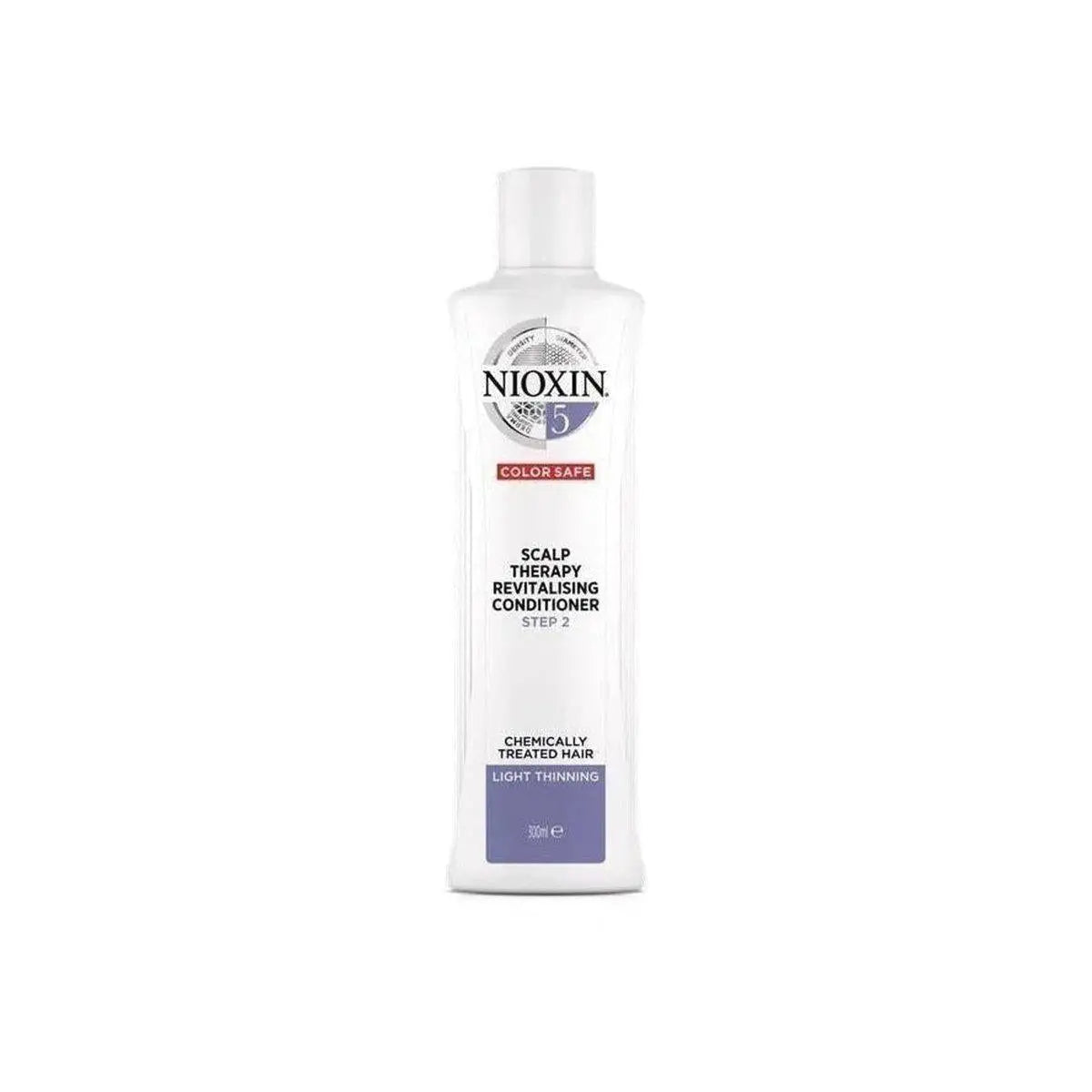 White bottle of Nioxin System 5 Scalp Therapy Revitalizing Conditioner 300ml for thinning hair