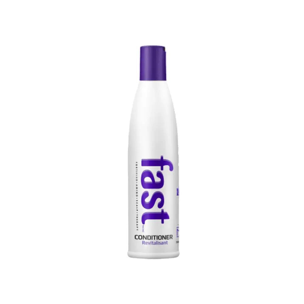 White bottle of Fast brand hair conditioner with a purple cap.