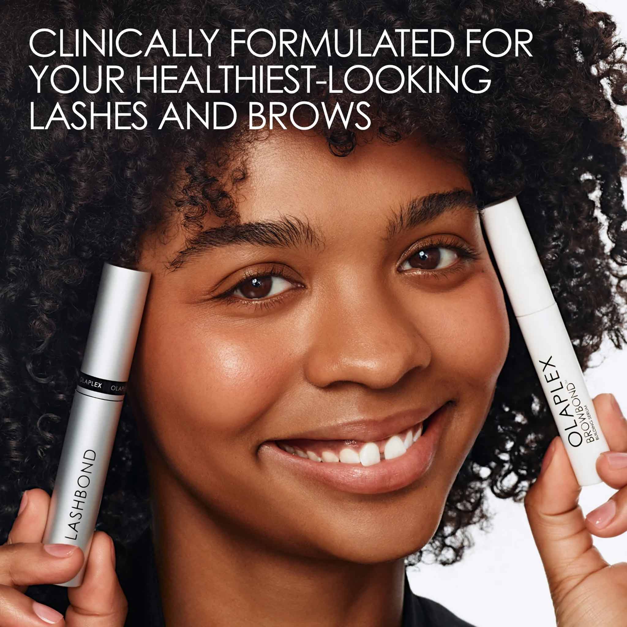 Olaplex Lashbond Serum for enhancing the health of lashes and brows in a beauty portrait