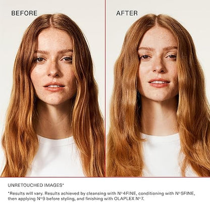 Before and after results showing improved hair texture using Olaplex No.4 Bond Maintenance Sulfate Free Shampoo 250ml
