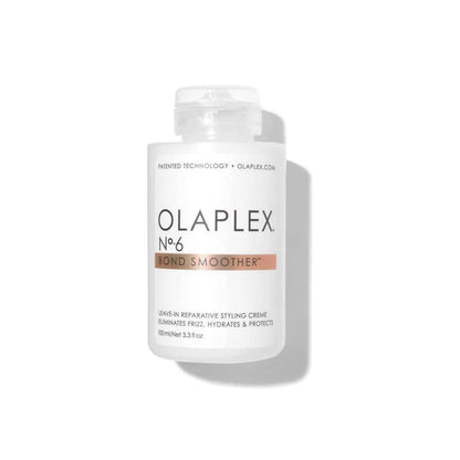 White bottle of Olaplex No.6 Bond Smoother 100ml to eliminate frizz and smooth hair