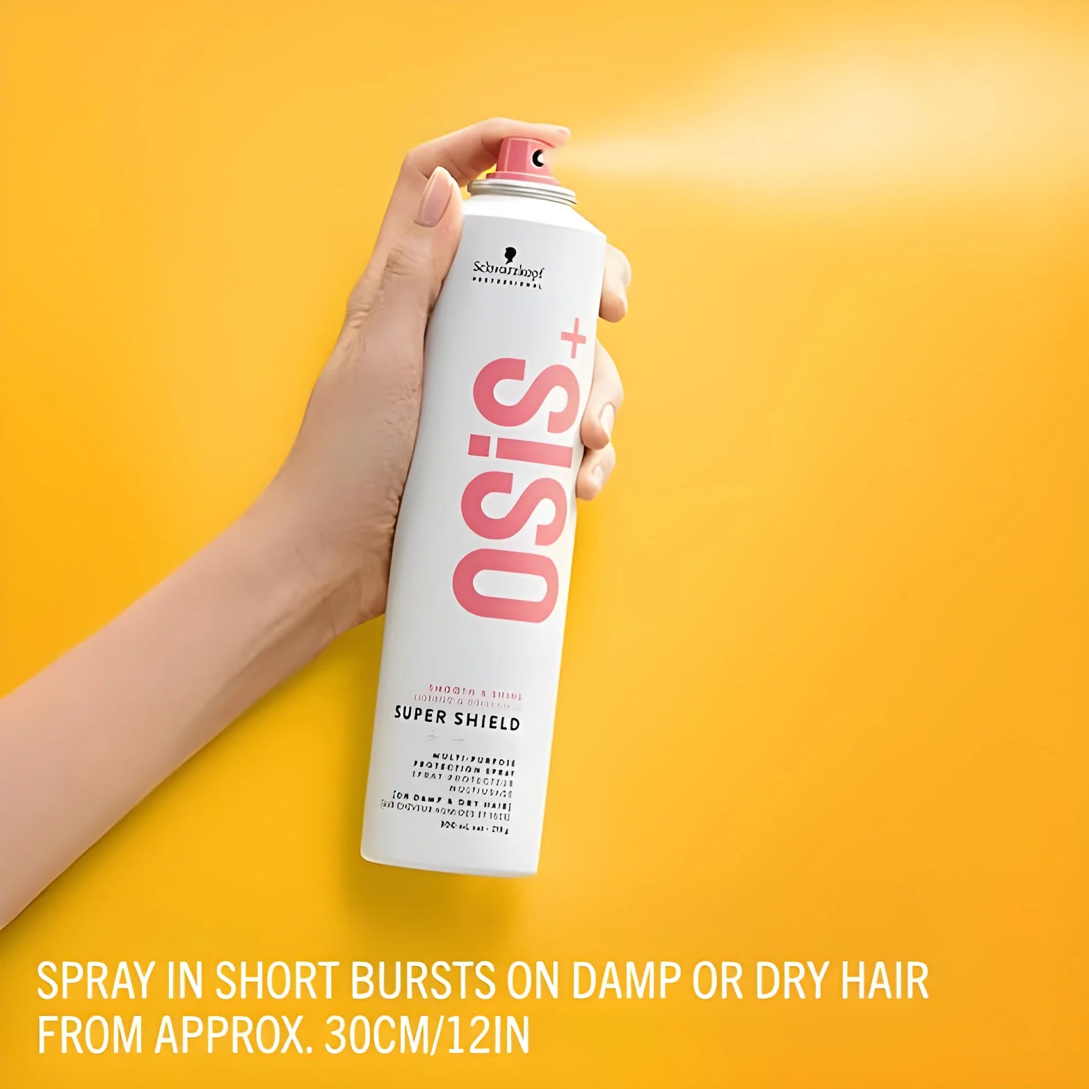 Schwarzkopf OSiS Super Shield 300ml protects hair from heat and pollution for smooth, manageable styling.