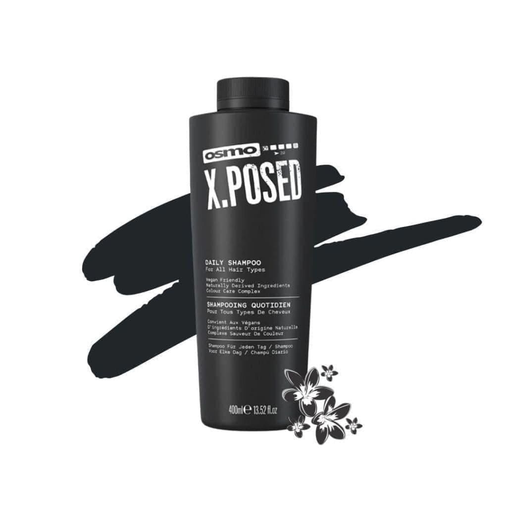 Black bottle of Osmo X.Posed Daily Shampoo, naturally derived and vegan-friendly