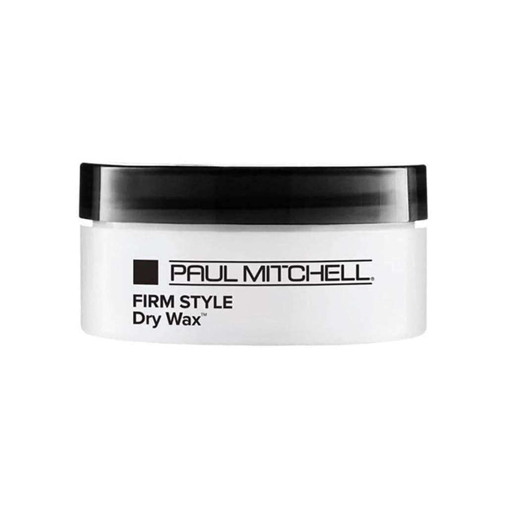 White container of Paul Mitchell Dry Wax 50g, Firm Style hair product for all-day hold