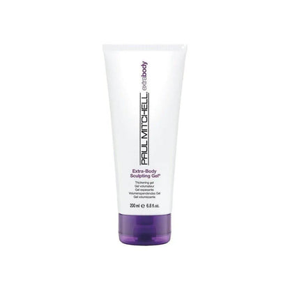 White tube of Paul Mitchell Extra Body Sculpting Gel 200ml with a purple base