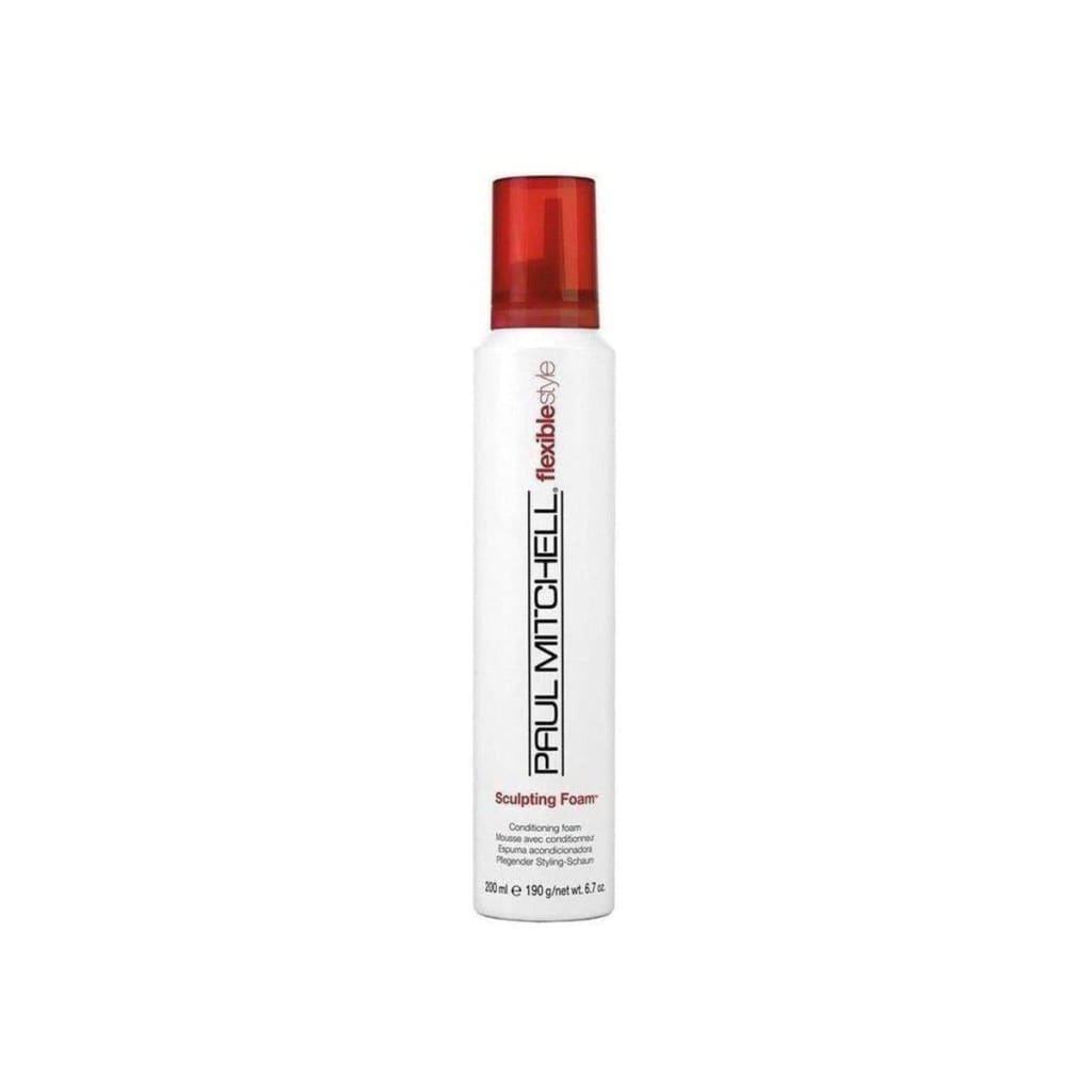 White aerosol can of Paul Mitchell Sculpting Foam 200ml with a red cap