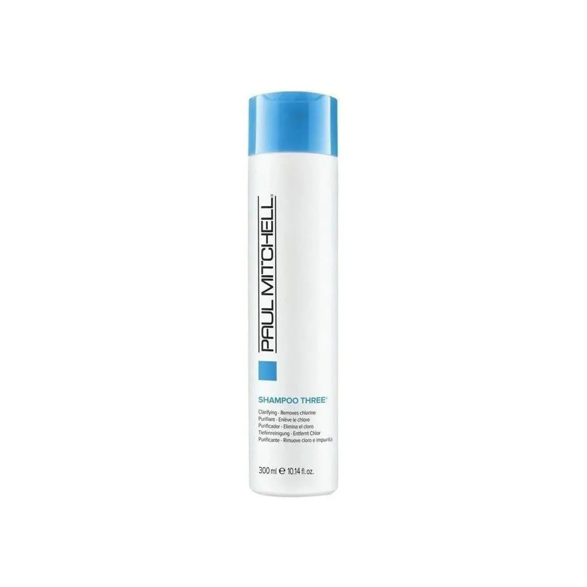 Paul Mitchell Shampoo Three 300ml bottle with a blue cap and white container