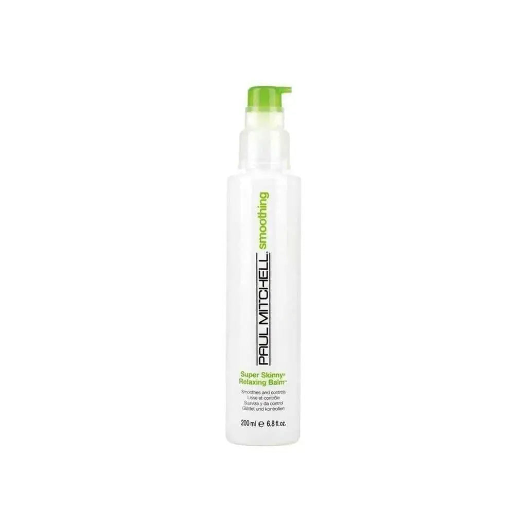 White bottle of Paul Mitchell Super Skinny Relaxing Balm 200ml with a green cap