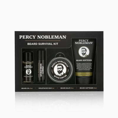 Percy Nobleman Beard Kit: Travel-Sized Grooming Set for Beard Care - Oil, Balm, Wax, Softener