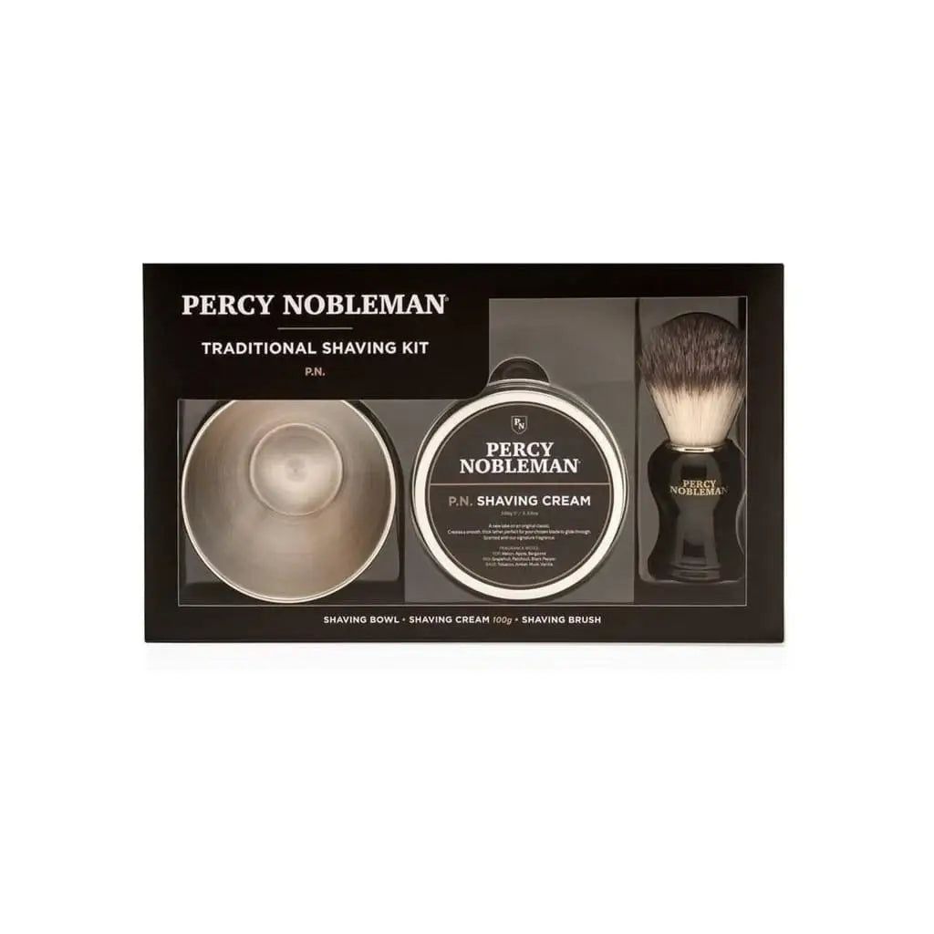 Percy Nobleman Shaving Kit: Traditional Shave Set w/ Bowl, Brush & Cream - For a Classic, Smooth Shave!