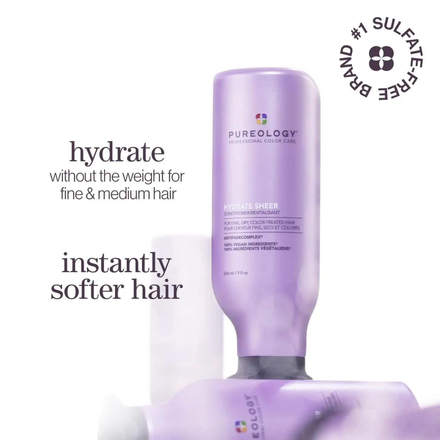 Pureology Hydrate Sheer Nourishing Conditioner | For Fine, Dry Color Treated Hair | Sulfate-Free | Vegan