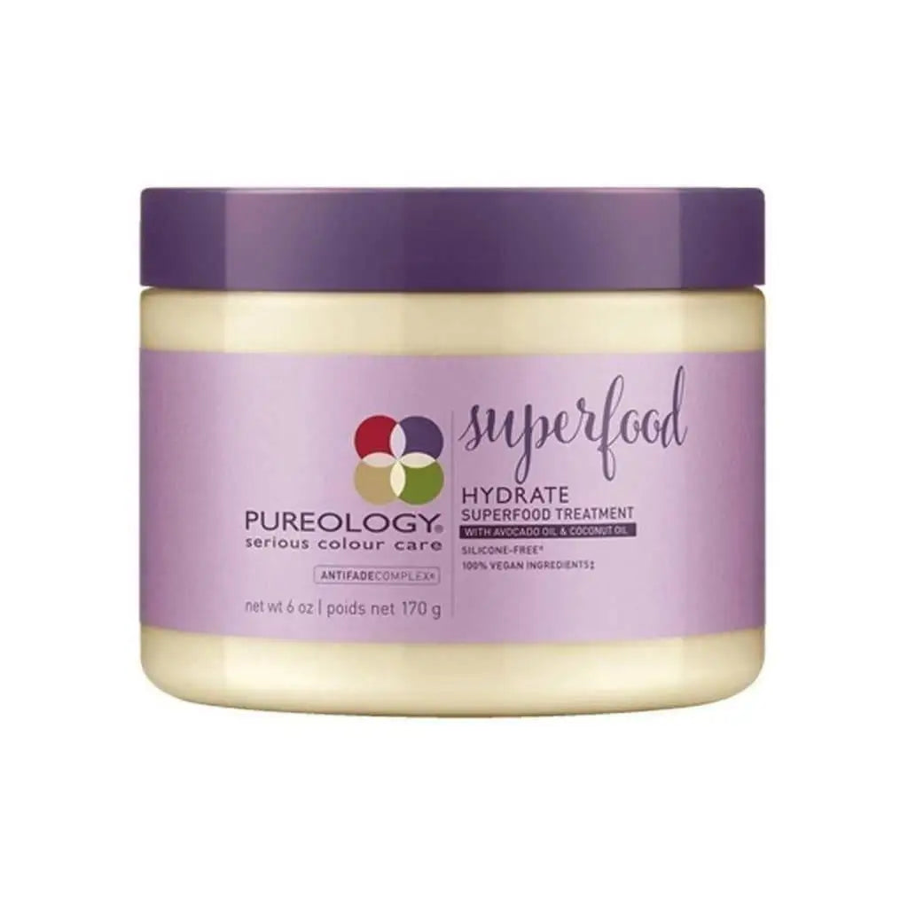 Pureology Hydrate Superfood Treatment jar to revitalize dry color-treated hair