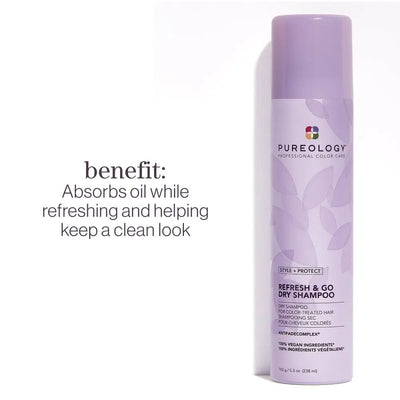 Pureology Refresh & Go Dry Shampoo: Absorb Oil, Refresh, and Clean Look | Color Safe & Vegan Haircare