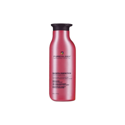 Pink bottle of Pureology Smooth Perfection Shampoo - 266ml for color-treated hair