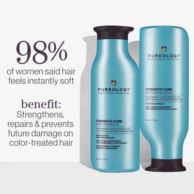 Pureology Strength Cure: Vegan Shampoo & Conditioner for Color-Treated Hair. Repairs & Softens.