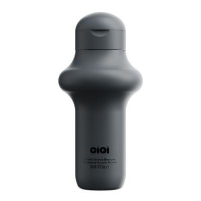 QiQi Smooth Service Shampoo 300ml in a dark grey bottle, front view