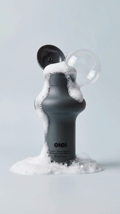 QiQi Smooth Service Shampoo 300ml product and hair texture detail
