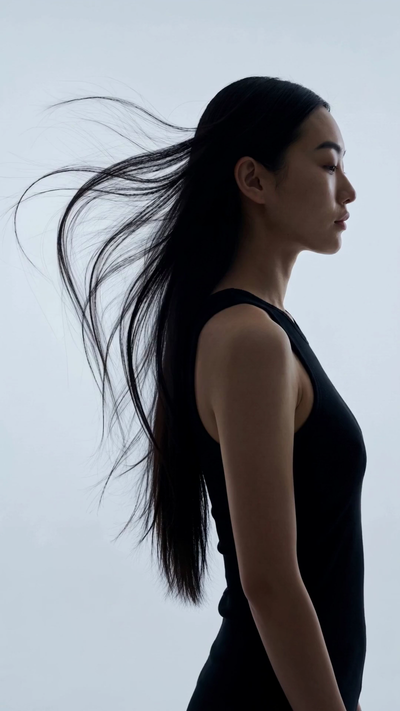 Smooth, polished hair styled with QiQi Smooth Service Shampoo 300ml