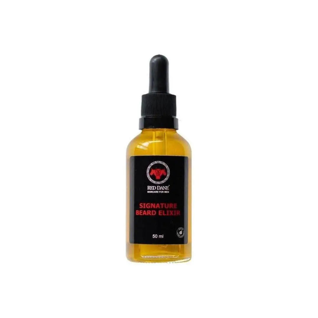 Red Dane Signature Beard Elixir - 50ml bottle with dropper cap, enriched with African botanical oils