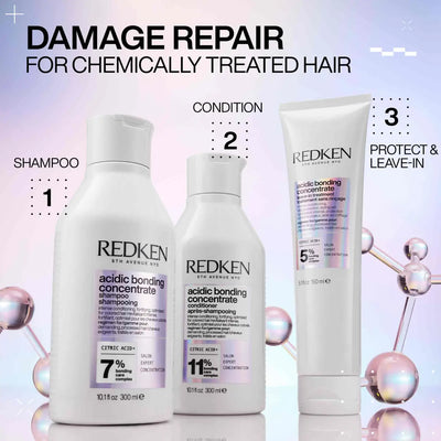 Redken Acidic Bonding Concentrate: Shampoo, Conditioner, Leave-In for Damaged Hair Repair
